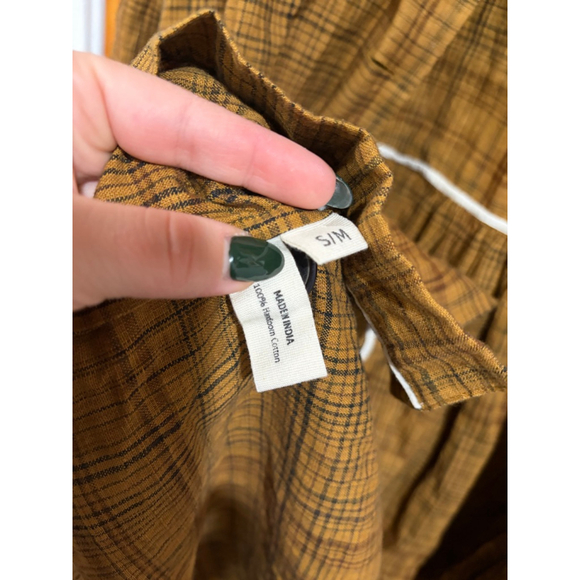 r.b. Plaid Cotton Shirt Dress Oversized Indie Boho Made in India S/M - Picture 3 of 7